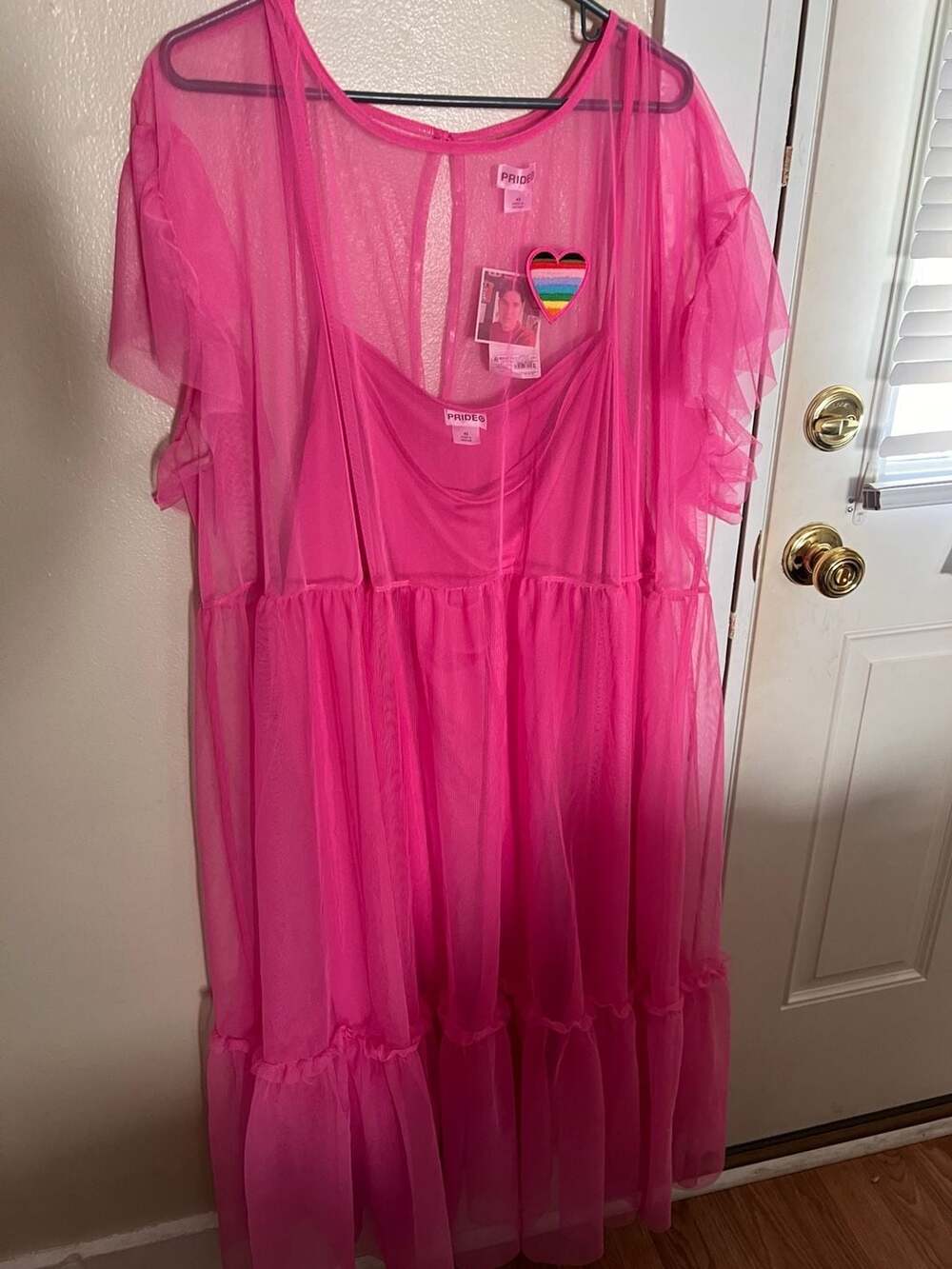 PRIDE by Humberto Cruz Pink Tulle Dress Size 4X Mesh Overlay Slip